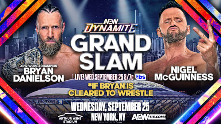 AEW Heavyweight Champion Bryan Danielson (left) and rival Nigel McGuiness (right)