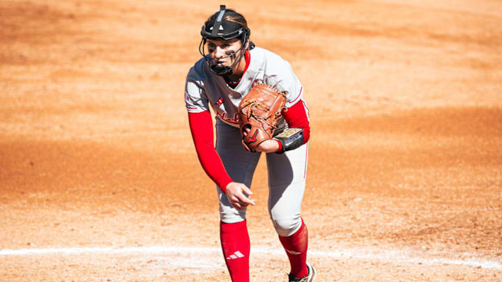 Nebraska's Jordy Bahl receives the sign on the rubber.