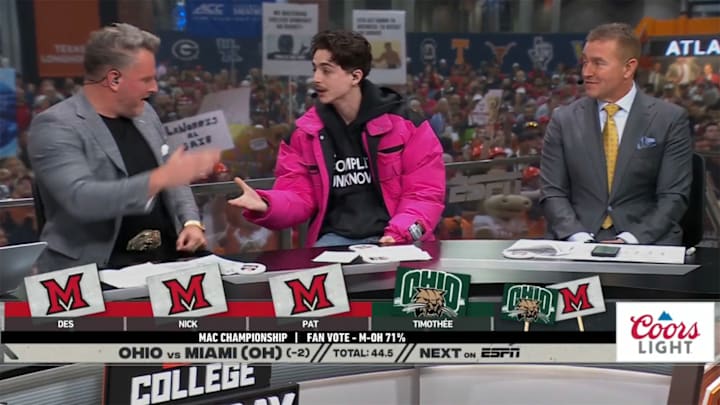 Chalamet made the most of his time as the celebrity guest picker on Saturday's episode of "College GameDay."