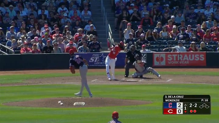 Elly De La Cruz crushed a solo homer with two outs in the first inning of a spring training exhibition on Saturday.