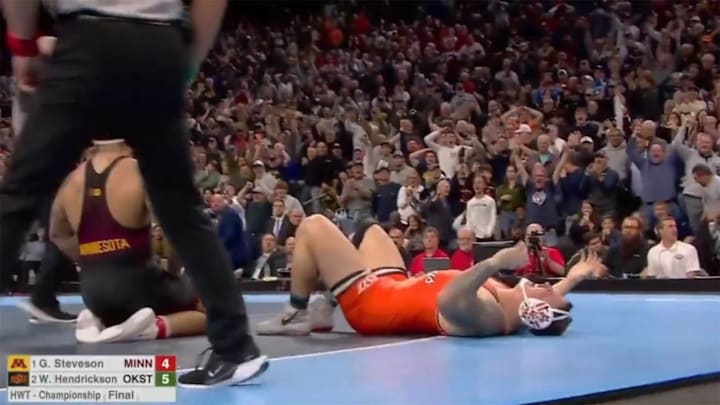 Wyatt Hendrickson won the NCAA heavyweight finals on Saturday night.