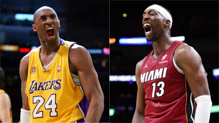 Action shots of Kobe Bryant and Bam Adebayo, who hold two of the three highest scoring games in NBA history.