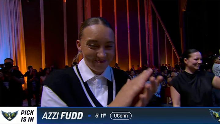 Bueckers was shown on the ESPN broadcast just a few seconds after the Wings selected Azzi Fudd with the No. 1 pick.