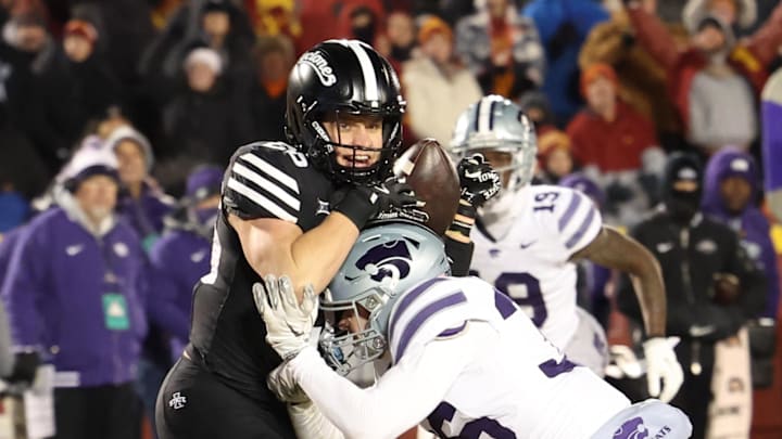 Iowa State Cyclones running back Carson Hansen, Kansas State Wildcats safety Jack Fabris