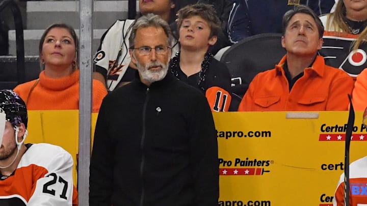Apr 16, 2024; Philadelphia, Pennsylvania, USA; Philadelphia Flyers head coach John Tortorella against the Washington Capitals at Wells Fargo Center. Mandatory Credit: Eric Hartline-Imagn Images