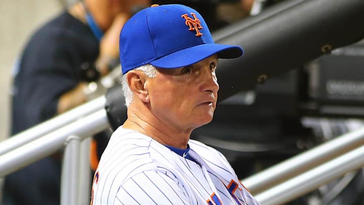 Sep 27, 2017; New York City, NY, USA; New York Mets manager Terry Collins (10) watches game action against the Atlanta Braves during the seventh inning at Citi Field. Mandatory Credit: Andy Marlin-Imagn Images