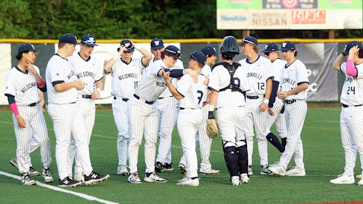 The Wildcats gather after their 15-1 win over Centennial in Friday’s Northwest Oregon Conference game at Wilsonville High School.