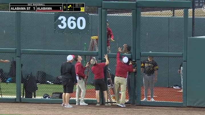 Multiple people had to get involved when a gate took some damage during the Alabama-Alabama State game. Multiple people had to get involved when a gate took some damage during the Alabama-Alabama State game.