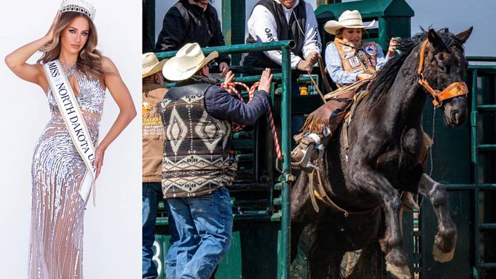 Sophia Richards, who is representing North Dakota at the Miss USA pageant, previously took part in a Women's Ranch Bronc Championship riding school