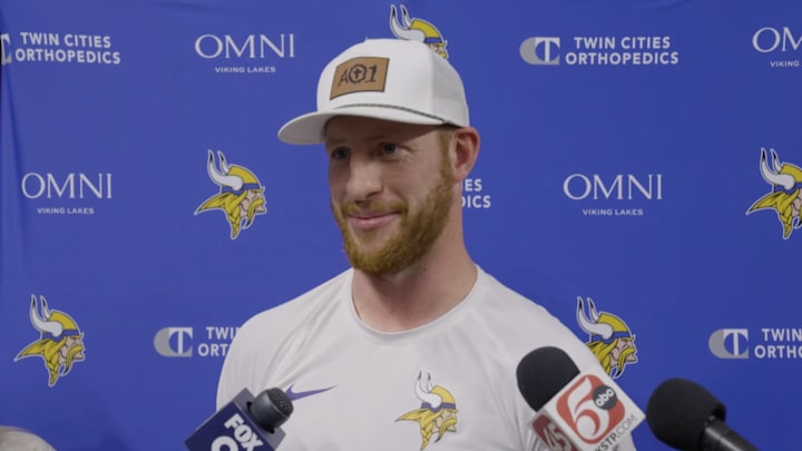 New Vikings backup quarterback Carson Wentz speaks to the Twin Cities media for the first time. New Vikings backup quarterback Carson Wentz speaks to the Twin Cities media for the first time.