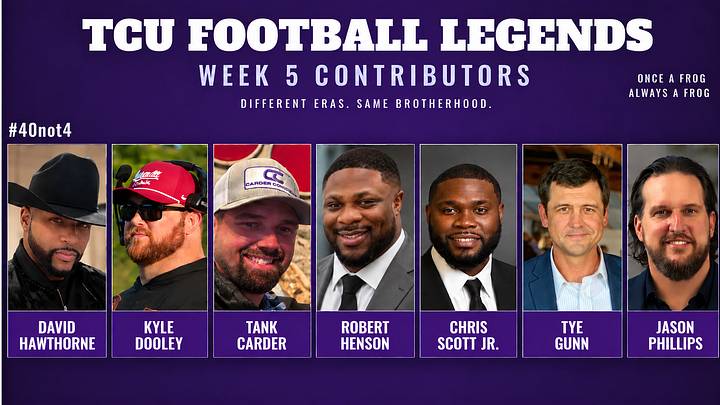 Different eras. Same Horned Frog pride. David Hawthorne, Robert Henson, Kyle Dooley, Tye Gunn, Chris Scott Jr. and Tank Carder join this week’s TCU Legends Picks panel.