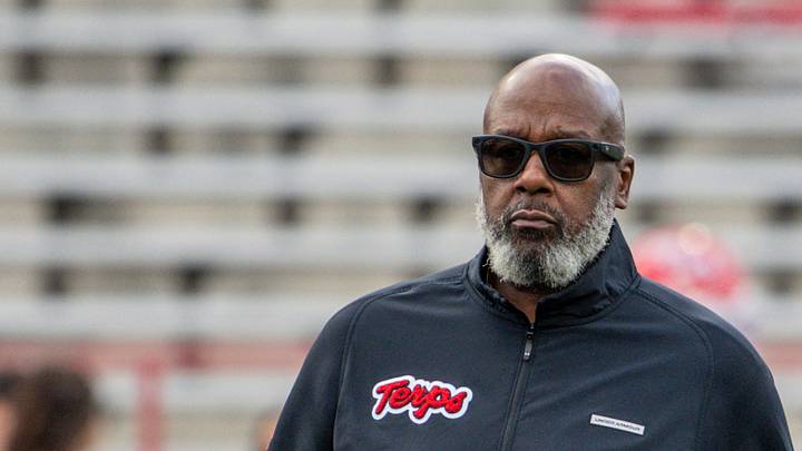 Nov 1, 2025; College Park, Maryland, USA; Maryland Terrapins head coach Mike Locksley stands on the field before the game against the Indiana Hoosiers at SECU Stadium. Mandatory Credit: Tommy Gilligan-Imagn Images Nov 1, 2025; College Park, Maryland, USA; Maryland Terrapins head coach Mike Locksley stands on the field before the game against the Indiana Hoosiers at SECU Stadium. Mandatory Credit: Tommy Gilligan-Imagn Images