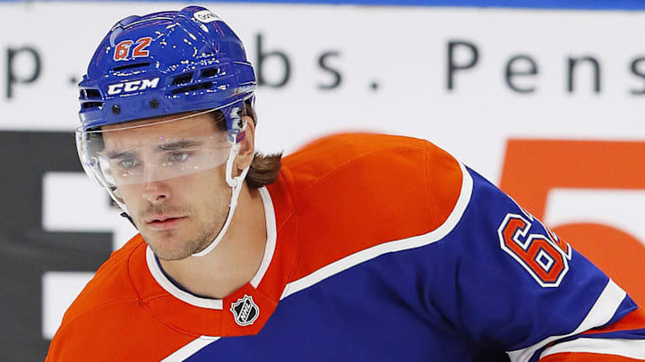 Edmonton Oilers forward Raphael Lavoie (62) 