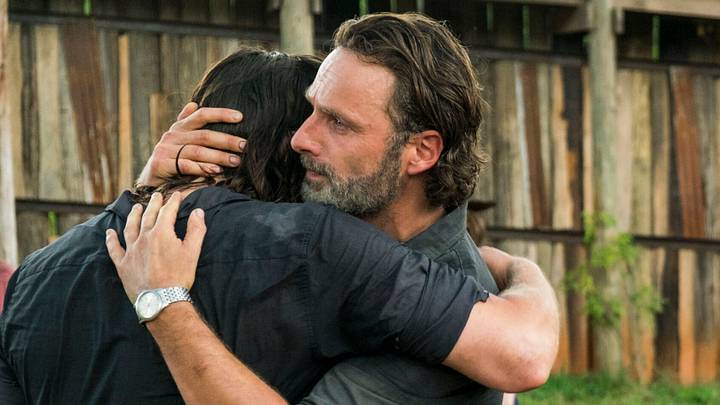 Andrew Lincoln as Rick Grimes, Norman Reedus as Daryl Dixon in The Walking Dead Season 7, Episode 8