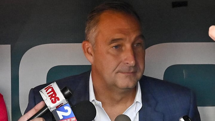 Aug 2, 2022; St. Louis, Missouri, USA;  St. Louis Cardinals president of baseball operations John