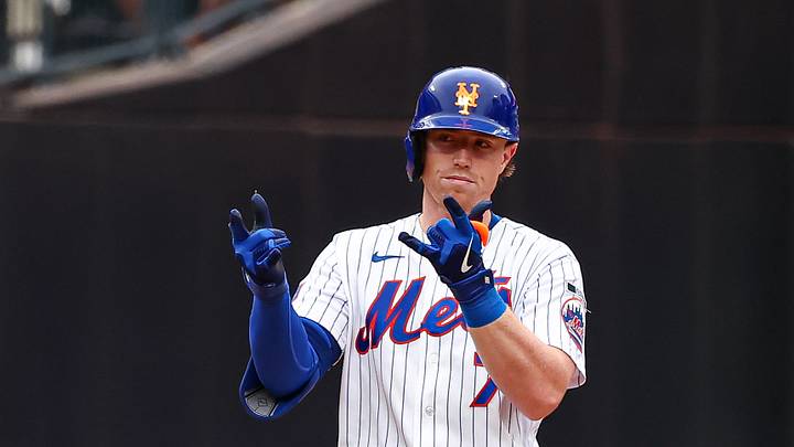 Aug 16, 2026; New York City, New York, USA; New York Mets third baseman Brett Baty (7) reacts after hitting a double during the fourth inning against the Washington Nationals at Citi Field. Mandatory Credit: Vincent Carchietta-Imagn Images Aug 16, 2026; New York City, New York, USA; New York Mets third baseman Brett Baty (7) reacts after hitting a double during the fourth inning against the Washington Nationals at Citi Field. Mandatory Credit: Vincent Carchietta-Imagn Images