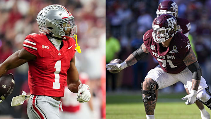 Left: Ohio State's Davison Igbinosun/Right: Texas A&M's Chase Bosontis