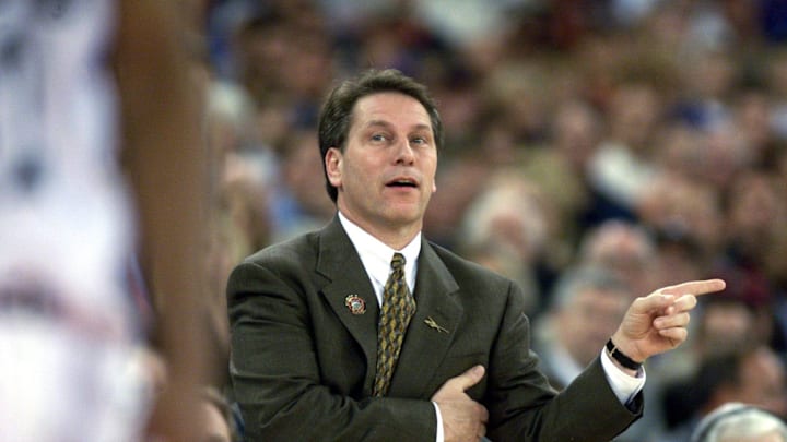 Michigan State coach Tom Izzo points during the first half against Florida in the NCAA tournament
