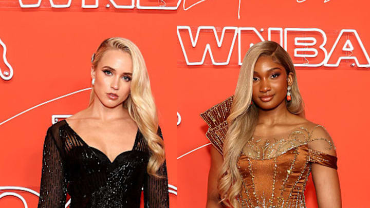 Hailey Van Lith, Kiki Iriafen at the 2025 WNBA Draft