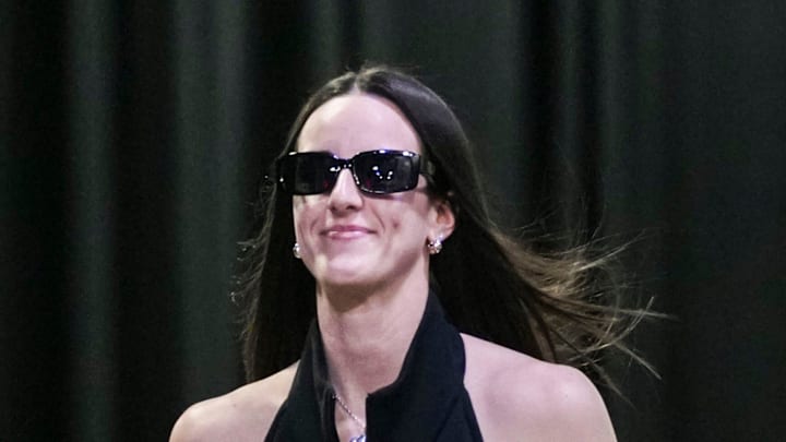 Tuesday, Aug. 26, 2025: Indiana Fever guard Caitlin Clark arrives before a game between the Indiana Fever and the Seattle Storm at Gainbridge Fieldhouse in Indianapolis.