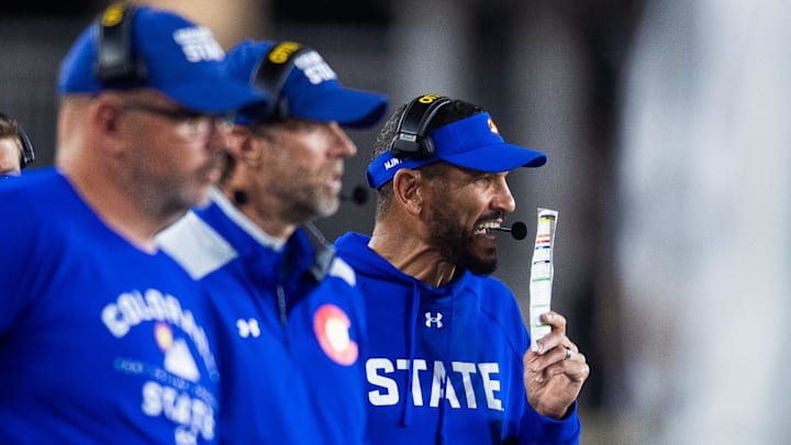 Colorado State's head coach Jay Norvell calls a play from the sideline against Washington State at Canvas Stadium in Fort Collins, Colo., on Sept. 27, 2025. Colorado State's head coach Jay Norvell calls a play from the sideline against Washington State at Canvas Stadium in Fort Collins, Colo., on Sept. 27, 2025.