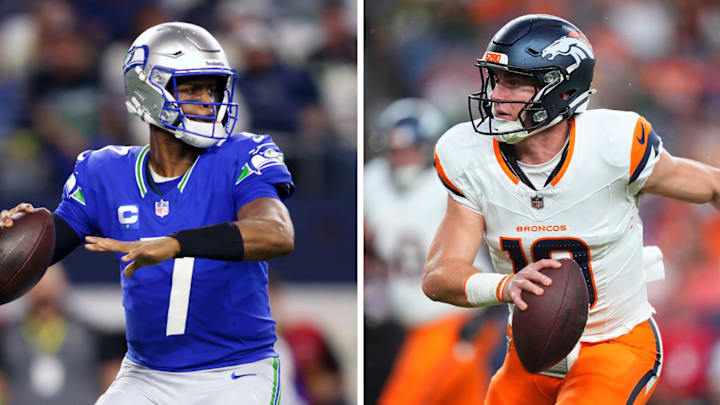 Seattle Seahawks quarterback Geno Smith and Denver Broncos quarterback Bo Nix. Seattle Seahawks quarterback Geno Smith and Denver Broncos quarterback Bo Nix.