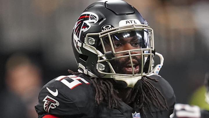 Sep 8, 2024; Atlanta, Georgia, USA; Atlanta Falcons linebacker Matthew Judon (15) on the field during the game against the Pittsburgh Steelers at Mercedes-Benz Stadium. Mandatory Credit: Dale Zanine-Imagn Images