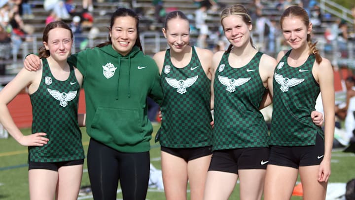 Wells runners (from left) Addisen Prather, Avery Coker, Tilda Hathaway, Ava Malcomson and Eloise Blaine have experience and success in the 4x100-meter relay for the Guardians.