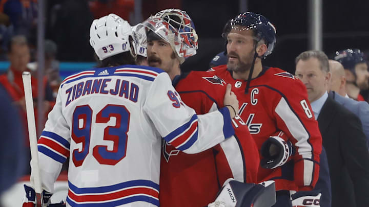 Apr 28, 2024; Washington, District of Columbia, USA; New York Rangers center Mika Zibanejad (93)