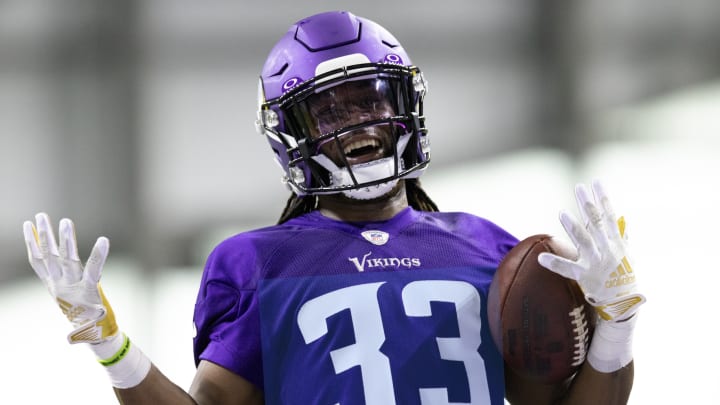 Aaron Jones during an offseason workout with the Vikings. 
