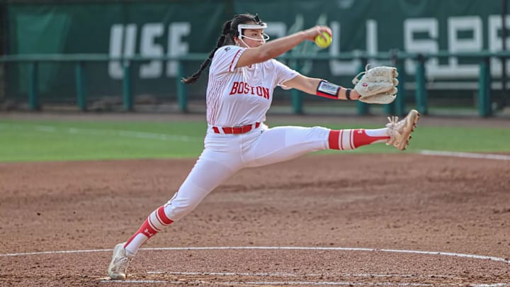 Boston U's Kasey Ricard ranks first in the NCAA in wins (24), innings pitched (175.2), and shutouts (11), and tied for fifth in strikeouts (183). Boston U's Kasey Ricard ranks first in the NCAA in wins (24), innings pitched (175.2), and shutouts (11), and tied for fifth in strikeouts (183).