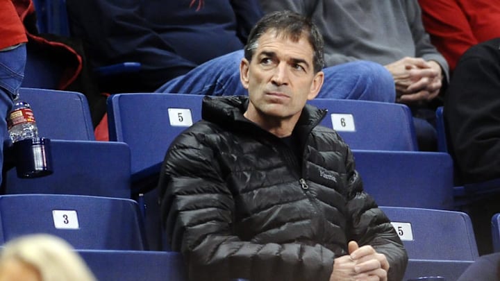 Feb 18, 2016; Spokane, WA, USA; NBA all star John Stockton looks during the game between the Pacific Tigers and the Gonzaga Bulldogs during the first half at McCarthey Athletic Center. Mandatory Credit: James Snook-Imagn Images