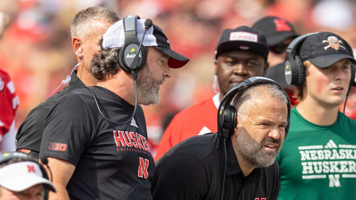 Nebraska defensive coordinator John Butler and head coach Matt Rhule.