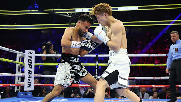 Naoya Inoue throws a right hand against Ramon Cardenas