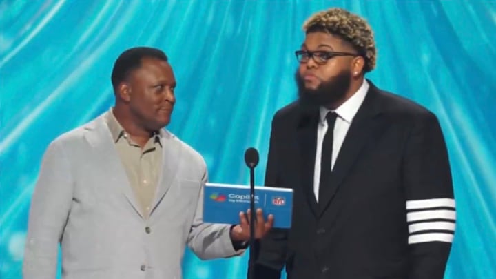 Barry Sanders and Druski presented an award at the NFL Honors. Druski struggled with Jaxon Smith-Njigba’s name.