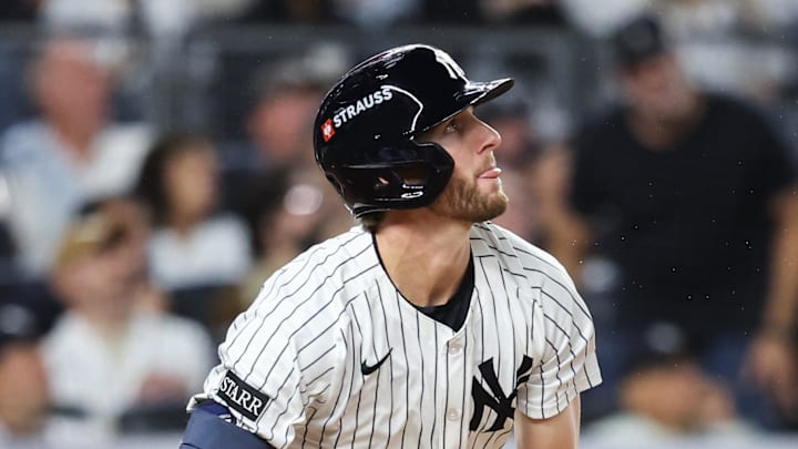 Oct 7, 2025; Bronx, New York, USA; New York Yankees third baseman Ryan McMahon (19) during game three of the ALDS round for the 2025 MLB playoffs at Yankee Stadium. Mandatory Credit: Wendell Cruz-Imagn Images