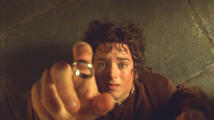 Frodo Baggins (Elijah Wood) in The Lord of the Rings: The Fellowship of the Ring. Frodo Baggins (Elijah Wood) in The Lord of the Rings: The Fellowship of the Ring.