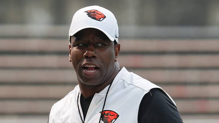 Oregon State head coach JaMarcus Shephard leads drills during fall camp at Reser Stadium on Wednesday, Aug. 5, 2025, in Corvallis, Oregon. Oregon State head coach JaMarcus Shephard leads drills during fall camp at Reser Stadium on Wednesday, Aug. 5, 2025, in Corvallis, Oregon.