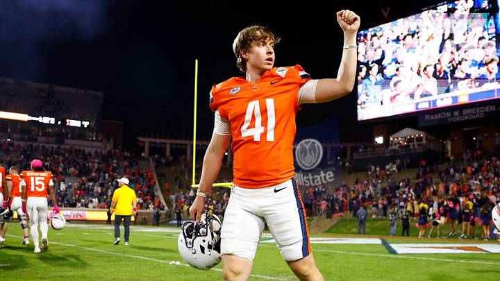 Will Bettridge salutes the home crowd after taking down Washington State. Will Bettridge salutes the home crowd after taking down Washington State.