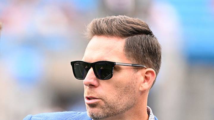 Sep 29, 2024; Charlotte, North Carolina, USA; Carolina Panthers general manager Dan Morgan before the game at Bank of America Stadium. Sep 29, 2024; Charlotte, North Carolina, USA; Carolina Panthers general manager Dan Morgan before the game at Bank of America Stadium.