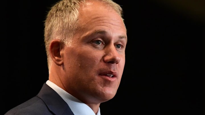 Jul 24, 2017; Chicago, IL, USA; Maryland head coach DJ Durkin addresses the media during the Big Ten