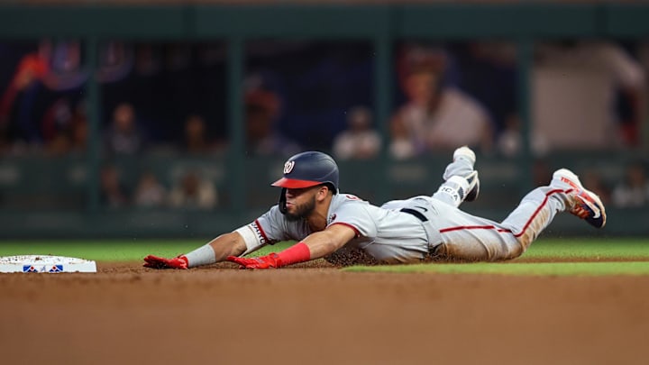 Sep 30, 2023; Atlanta, Georgia, USA; Washington Nationals second baseman Luis Garcia 