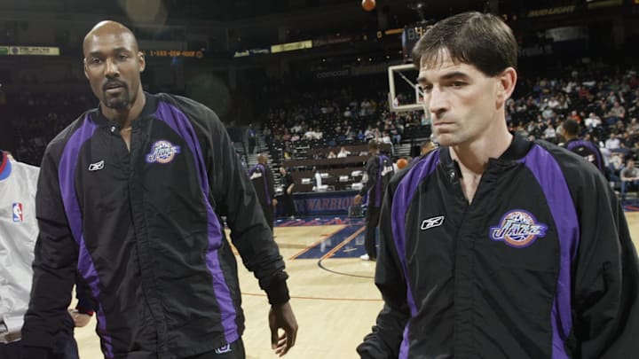 Malone and Stockton pre-game
