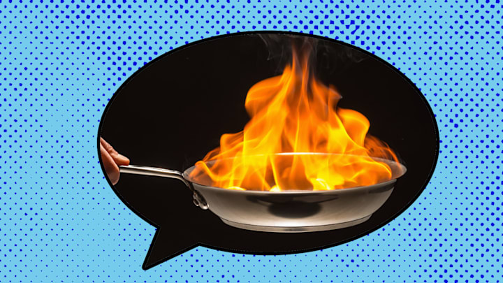 'Flash in the pan' doesn't mean a literal fire in a pan. But good guess.