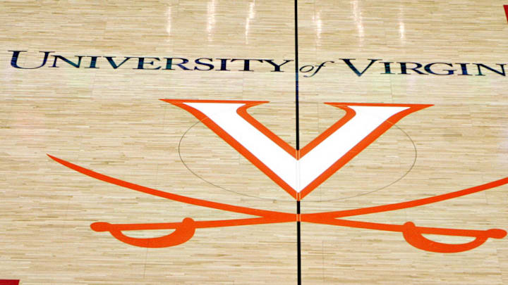 Jan 22, 2012; Charlottesville, VA, USA; A general view the Virginia Cavaliers logo on the court of John Paul Jones Arena before the game against the Virginia Tech Hokies. Mandatory Credit: Peter Casey-Imagn Images Jan 22, 2012; Charlottesville, VA, USA; A general view the Virginia Cavaliers logo on the court of John Paul Jones Arena before the game against the Virginia Tech Hokies. Mandatory Credit: Peter Casey-Imagn Images