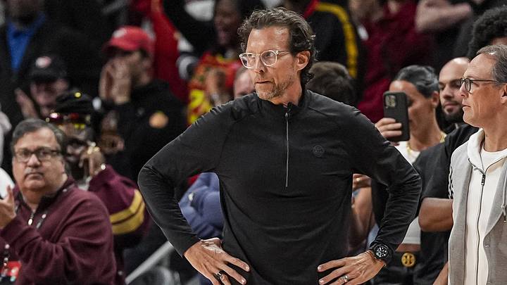 Apr 10, 2026; Atlanta, Georgia, USA; Atlanta Hawks head coach Quin Snyder reacts on the sideline during the game against the Cleveland Cavaliers during the second half at State Farm Arena. Mandatory Credit: Dale Zanine-Imagn Images Apr 10, 2026; Atlanta, Georgia, USA; Atlanta Hawks head coach Quin Snyder reacts on the sideline during the game against the Cleveland Cavaliers during the second half at State Farm Arena. Mandatory Credit: Dale Zanine-Imagn Images
