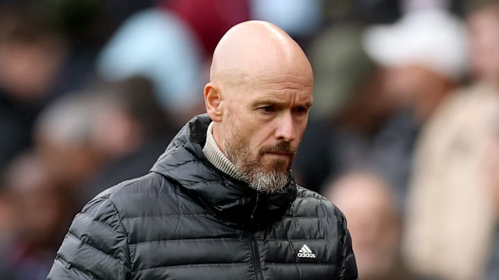 A stern Erik ten Hag looking on at Manchester United's draw with Aston Villa