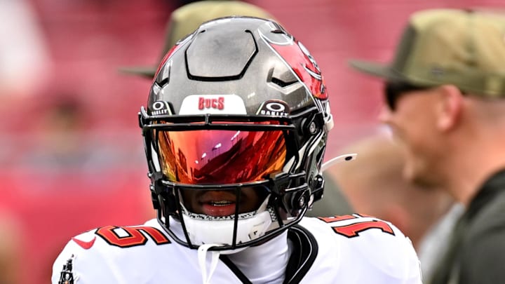 Nov 9, 2025; Tampa, Florida, USA; Tampa Bay Buccaneers wide receiver Tez Johnson (15) warms up before a game against the New England Patriots at Raymond James Stadium. Mandatory Credit: Jonathan Dyer-Imagn Images Nov 9, 2025; Tampa, Florida, USA; Tampa Bay Buccaneers wide receiver Tez Johnson (15) warms up before a game against the New England Patriots at Raymond James Stadium. Mandatory Credit: Jonathan Dyer-Imagn Images