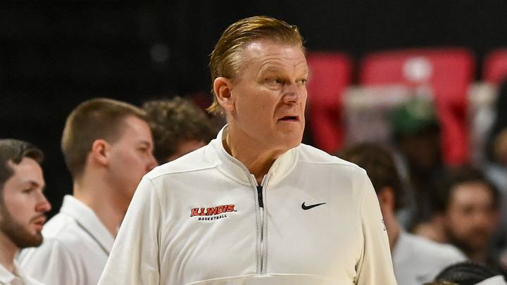 Mar 8, 2026; College Park, Maryland, USA; Illinois Fighting Illini head coach Brad Underwood walks down the court during the first half against the Maryland Terrapins at Xfinity Center. Mandatory Credit: Tommy Gilligan-Imagn Images Mar 8, 2026; College Park, Maryland, USA; Illinois Fighting Illini head coach Brad Underwood walks down the court during the first half against the Maryland Terrapins at Xfinity Center. Mandatory Credit: Tommy Gilligan-Imagn Images