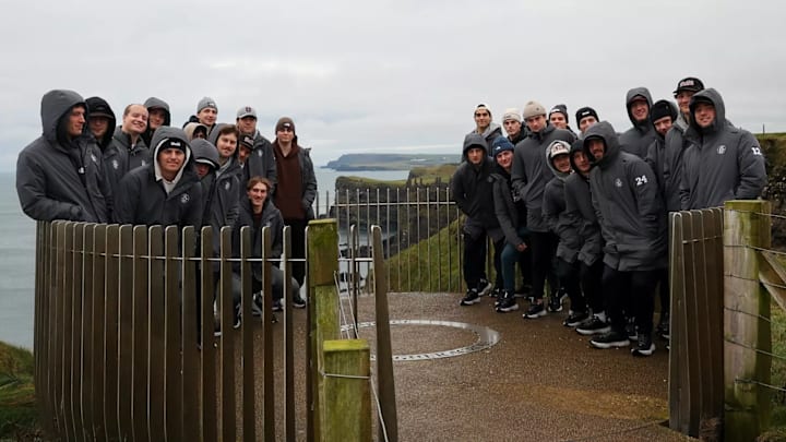 The Union men's hockey team enjoys some of the scenery in Northern Ireland prior to the 2025 Friendship Four in Belfast. 